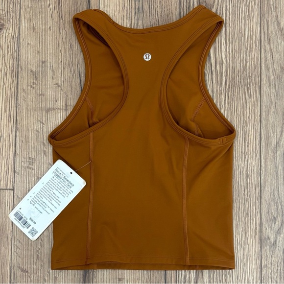 NWT Lululemon Nulux Racerback Cropped Run Tank Top Size 4 In Butternut Brown - Picture 2 of 5
